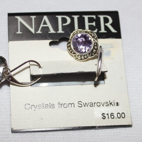 NWT Napier Pink Crystal Earrings - Picture 4 of 5